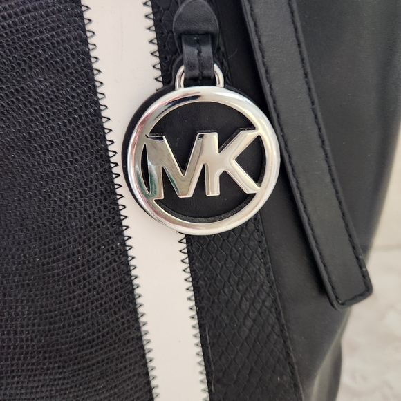 Michael Kors  The Megan Large Striped Leather Tote Bag - Picture 2 of 15